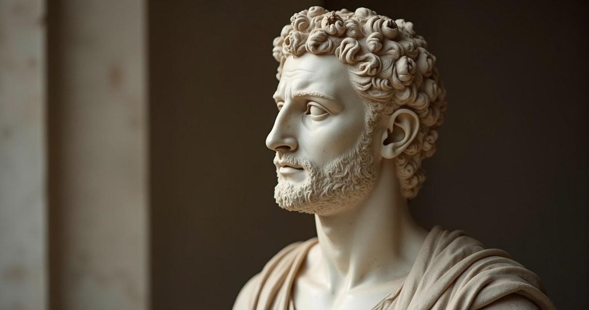 Weathered marble bust, editorial photography